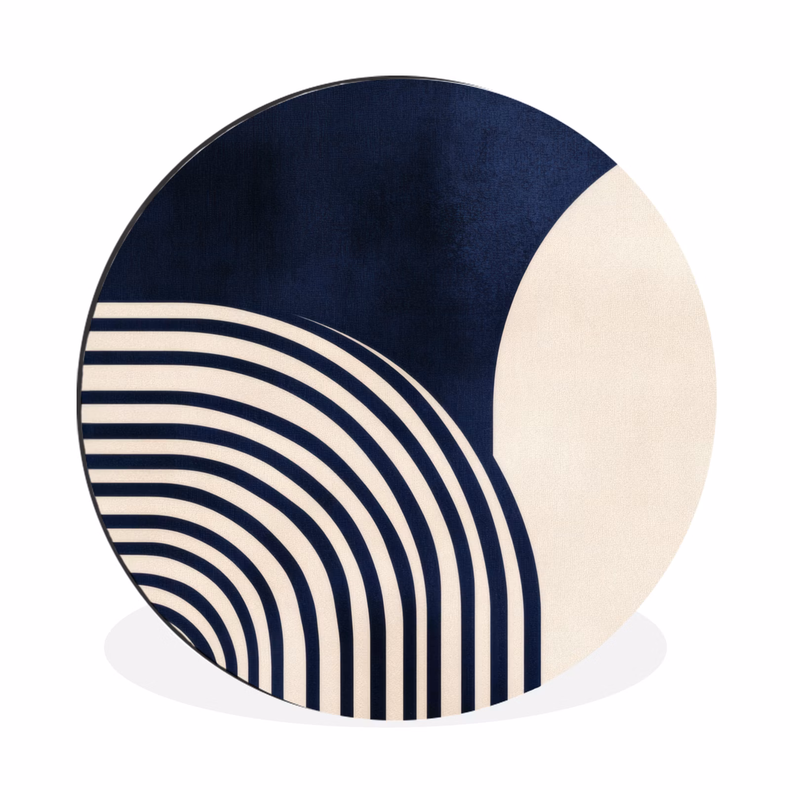 Wandcirkel - Aluminium - Donkerblauw - Abstract - Lijnen — 1