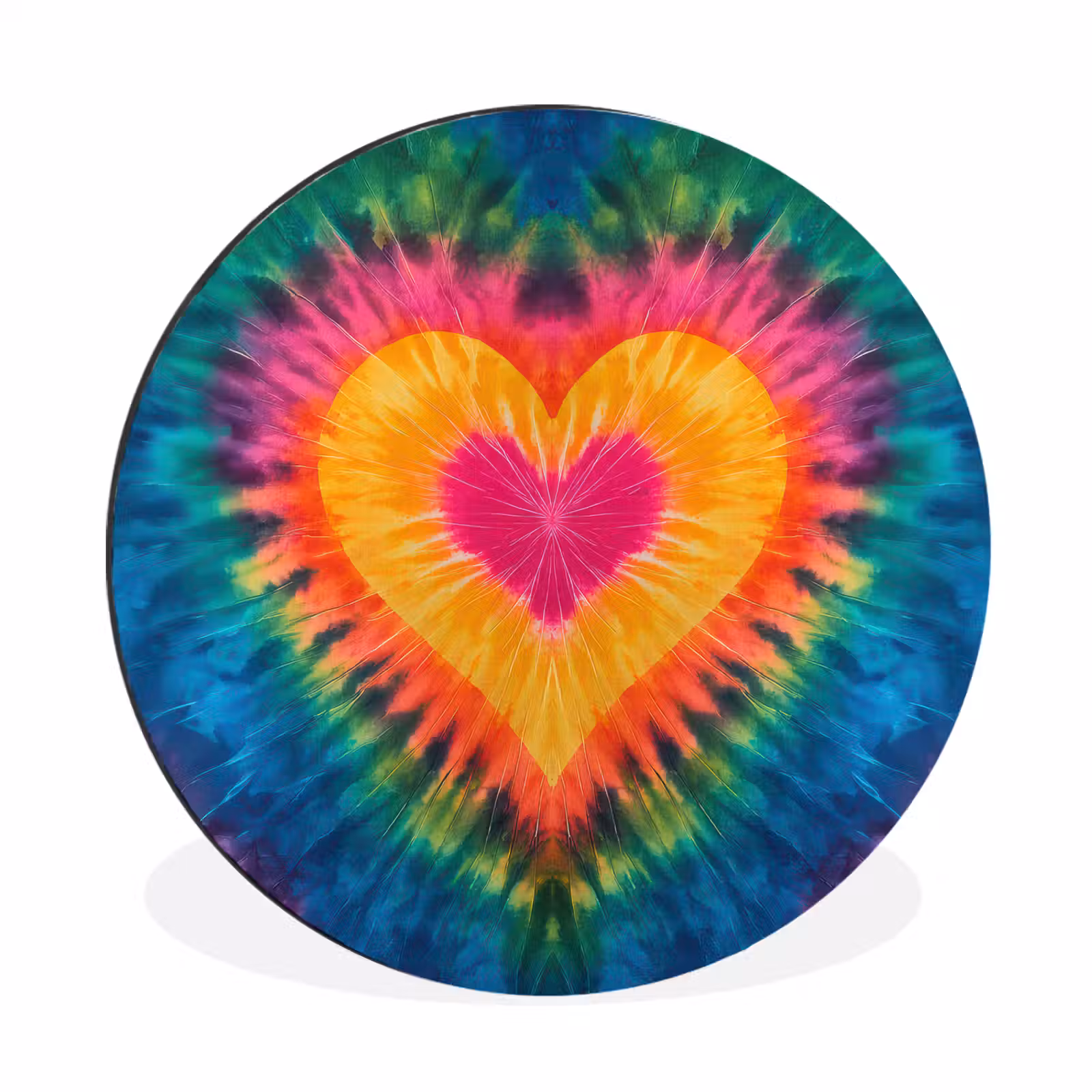 Wandcirkel - Aluminium - Hart - Tie Dye - Kleurrijk — 1