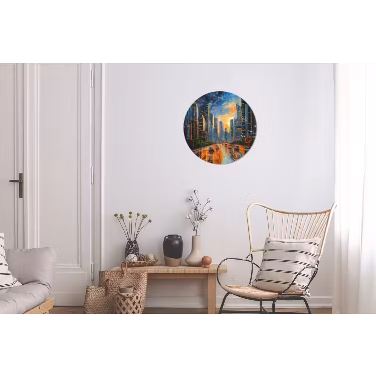 Wandcirkel - Aluminium - Auto - Skyline - Zon - Blauw — 2