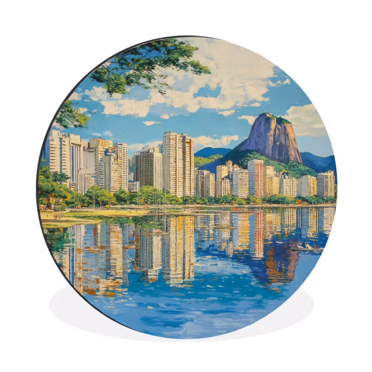 Wandcirkel - Aluminium - Berg - Skyline - Strand - Water — 1