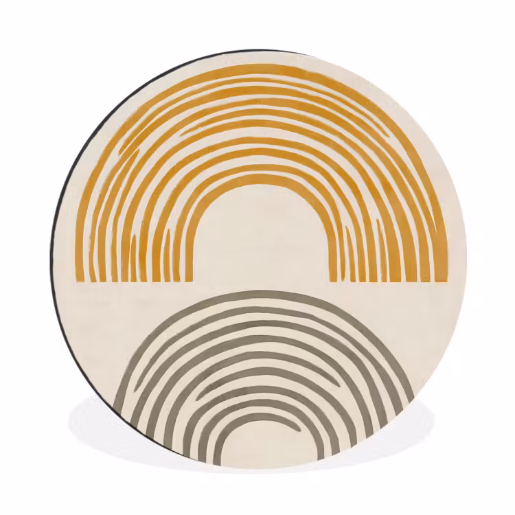 Wandcirkel - Aluminium - Bogen - Lijnen - Oranje - Minimalistisch — 1