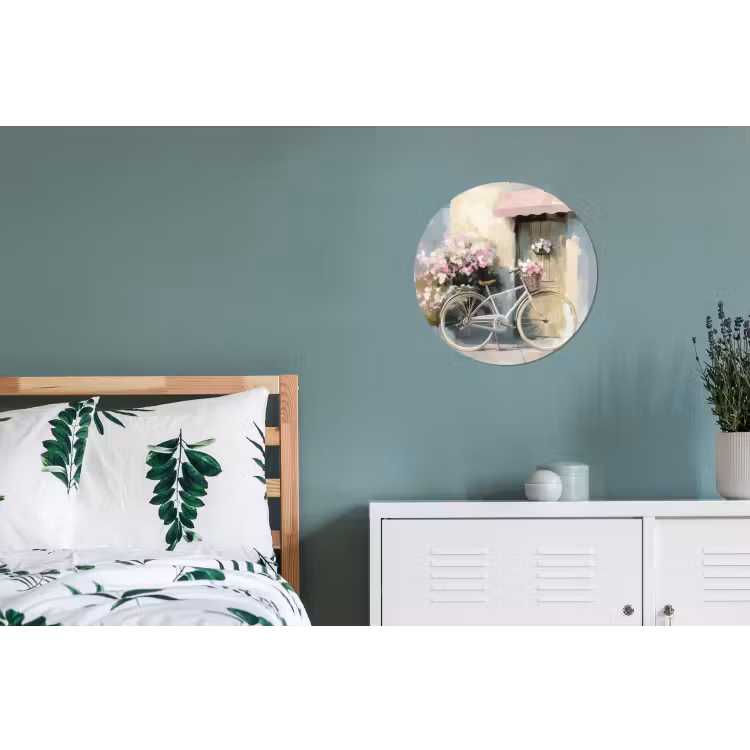 Wandcirkel - Aluminium - Fiets - Pastelkleuren - Bloemen — 4