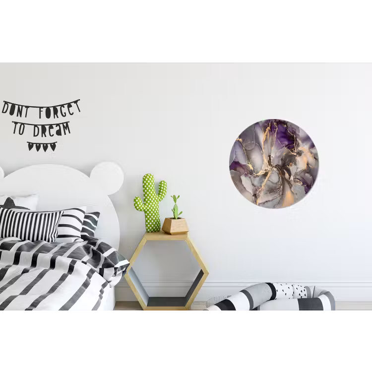 Wandcirkel - Aluminium - Goud - Paars - Marmer — 5