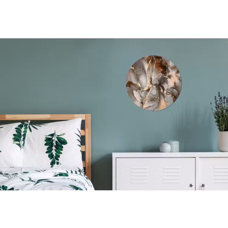 Wandcirkel - Aluminium - Grijs - Goud - Marmer - Marmerlook — 4