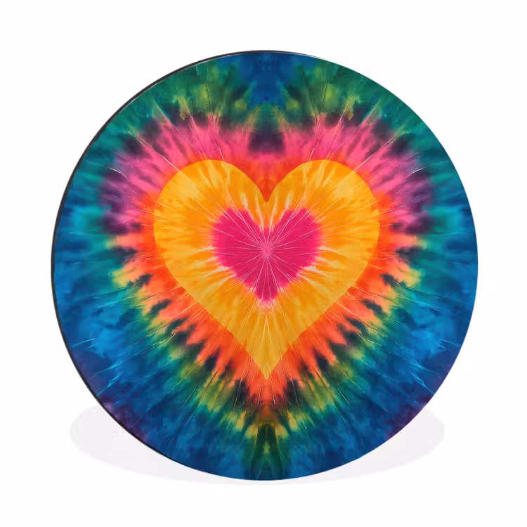 Wandcirkel - Aluminium - Hart - Tie Dye - Kleurrijk — 1