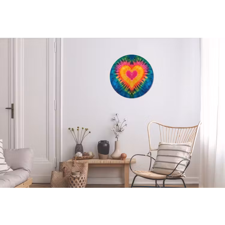 Wandcirkel - Aluminium - Hart - Tie Dye - Kleurrijk — 2