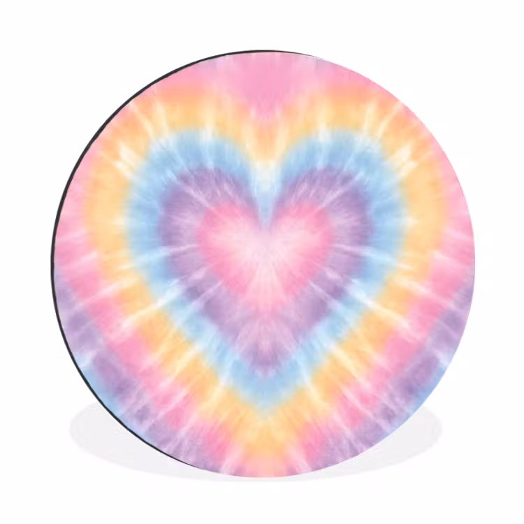 Wandcirkel - Aluminium - Hartvorm - Pastelkleuren - Tie Dye — 1
