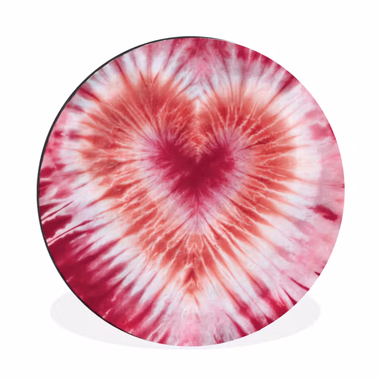 Wandcirkel - Aluminium - Hartvorm - Roze - Tie dye — 1