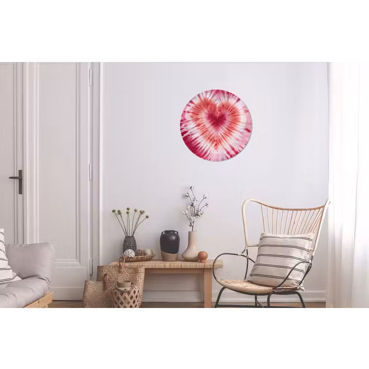 Wandcirkel - Aluminium - Hartvorm - Roze - Tie dye — 2