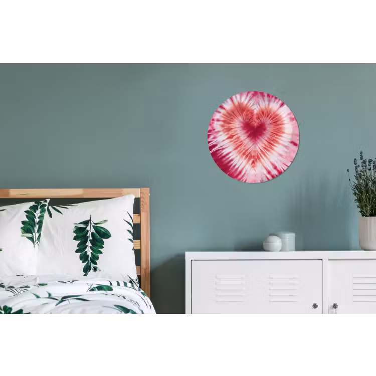 Wandcirkel - Aluminium - Hartvorm - Roze - Tie dye — 4