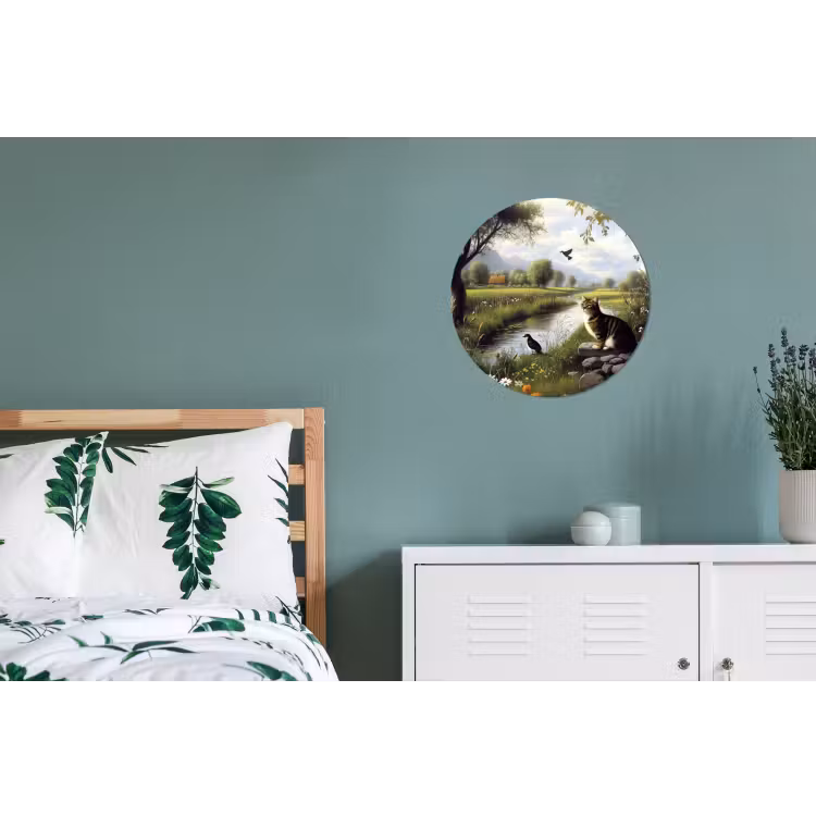 Wandcirkel - Aluminium - Kat - Beekje - Weide — 4