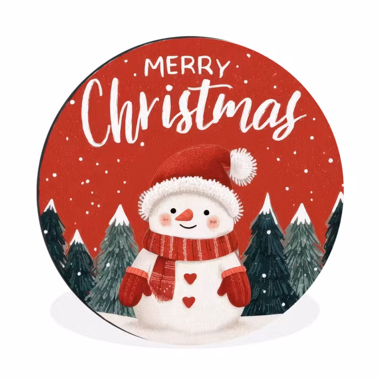 Wandcirkel - Aluminium - Kerstgroet - Sneeuw - Rood — 1