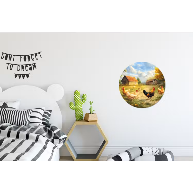 Wandcirkel - Aluminium - Kippen - Landelijke rust - Natuur — 5