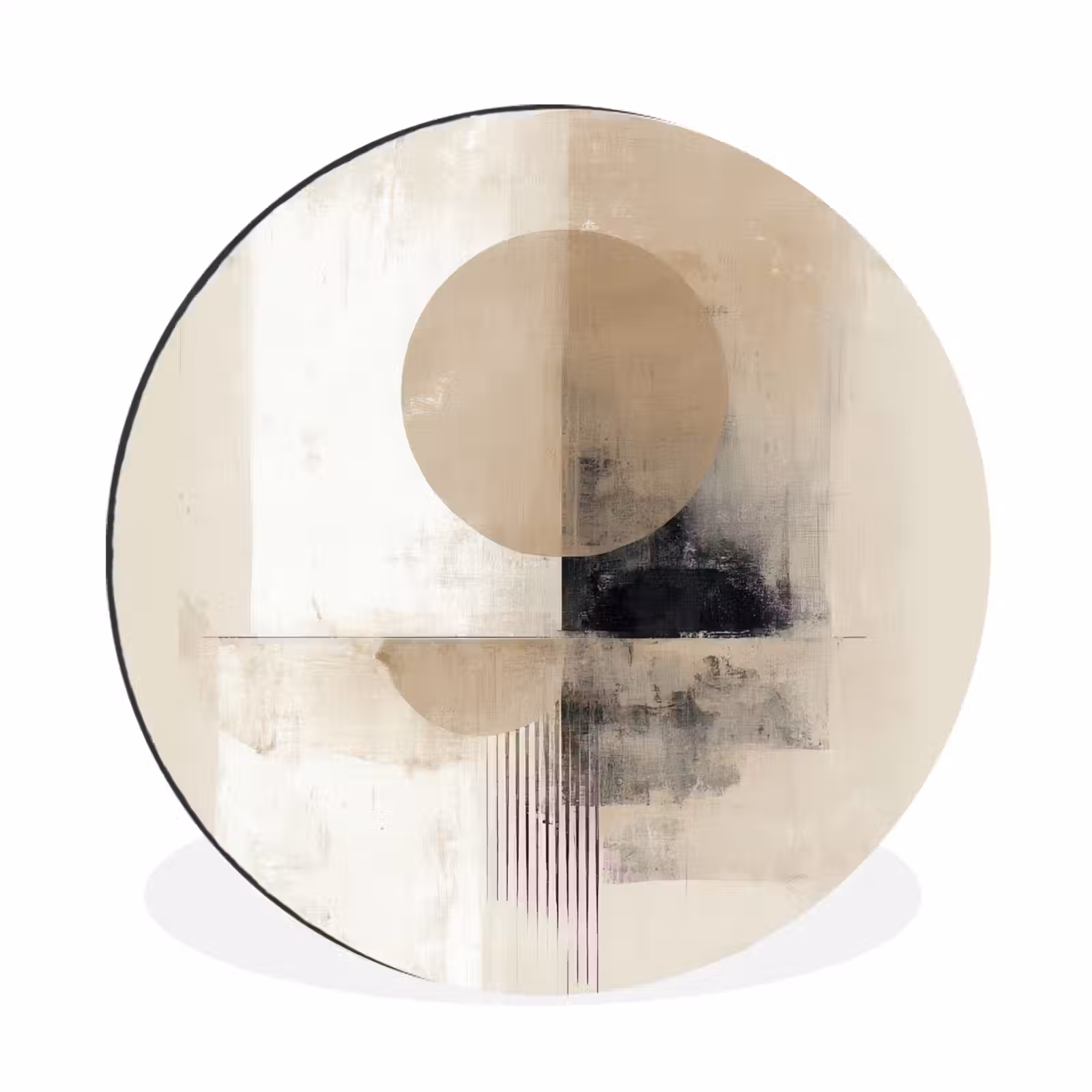 Wandcirkel - Aluminium - Cirkel - Compositie - Diepte - Beige — 1