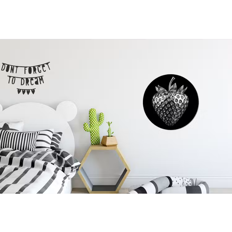 Wandcirkel - Aluminium - Aardbei - Zaadstructuur - Realistisch — 5