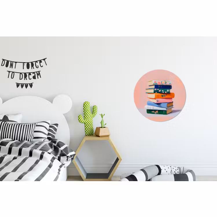 Wandcirkel - Aluminium - Boeken - Stapel - Kleurrijk — 5