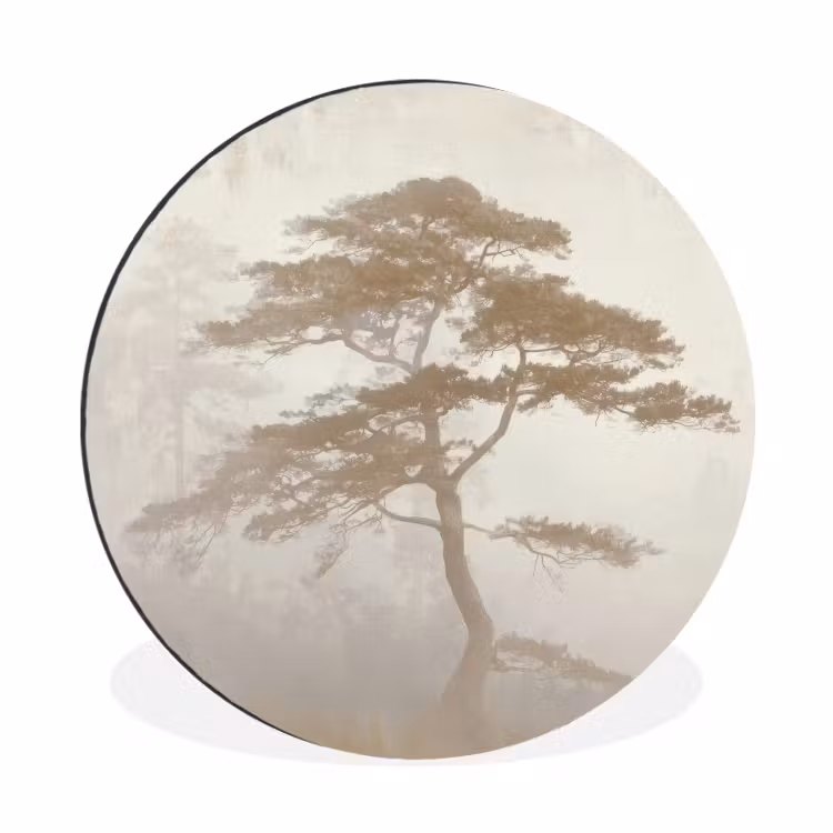 Wandcirkel - Aluminium - Boom - Oosterse stijl - Landschap — 1