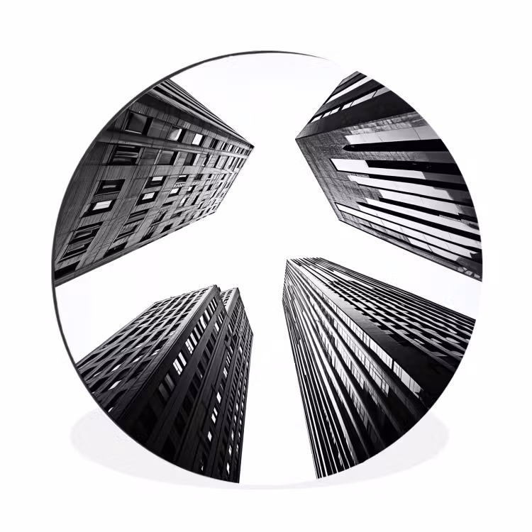 Wandcirkel - Aluminium - Gebouwen - Lucht - Zwart — 1