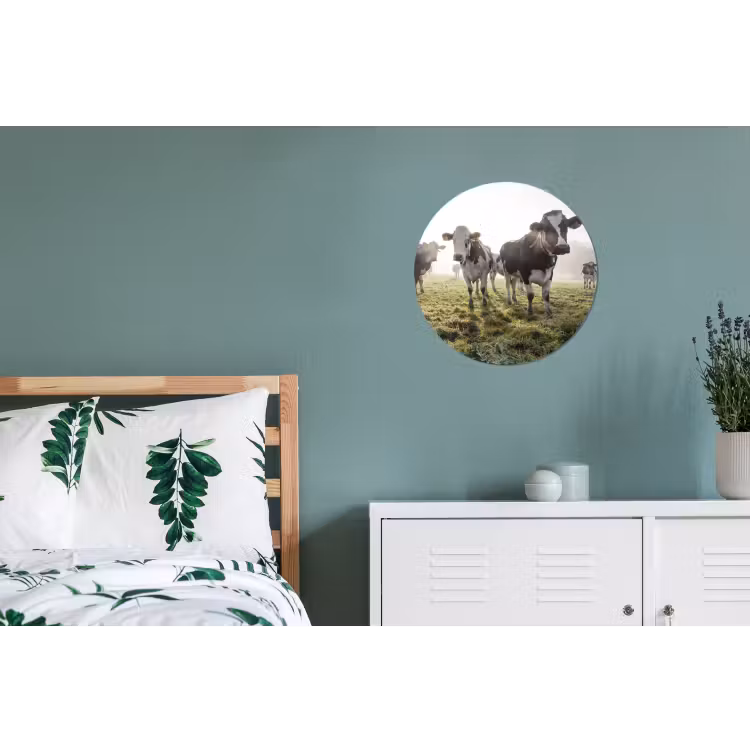 Wandcirkel - Aluminium - Koeien - Licht - Gras - Dieren — 4