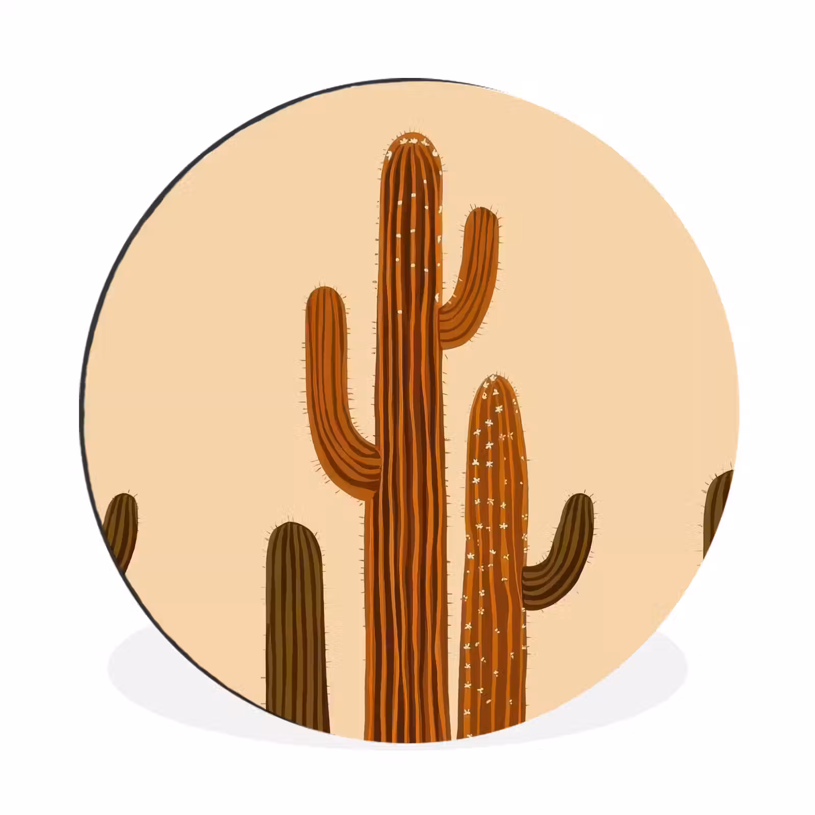 Wandcirkel - Aluminium - Cactus - Woestijn - Zand - Bruin — 1