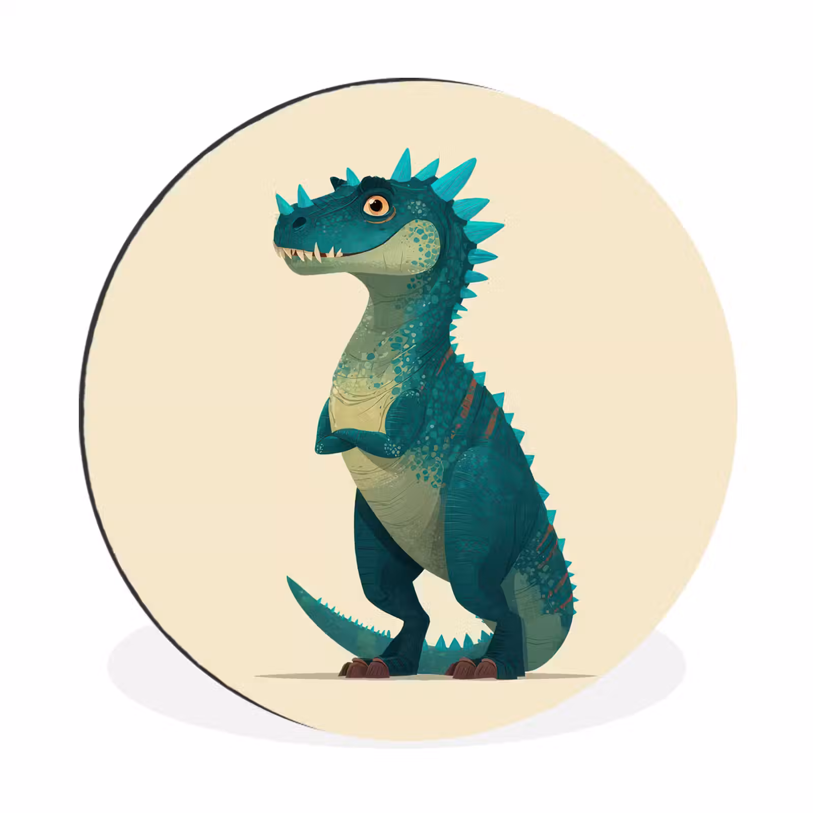 Wandcirkel - Aluminium - Dinosaurus - Turquoise - Stekels — 1