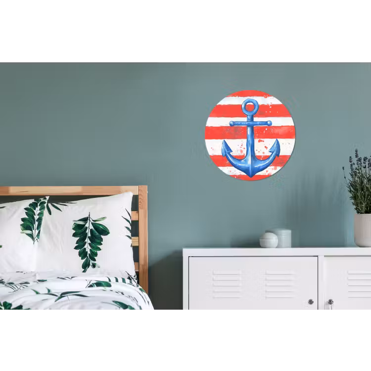 Wandcirkel - Aluminium - Anker - Verfspatten - Rood - Blauw — 4