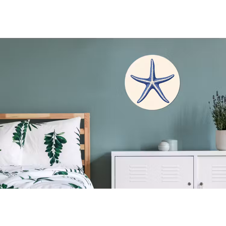 Wandcirkel - Aluminium - Blauwe zeester - Minimalistisch - Beige — 4