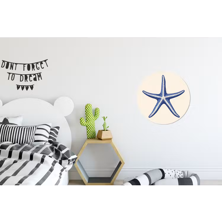 Wandcirkel - Aluminium - Blauwe zeester - Minimalistisch - Beige — 5