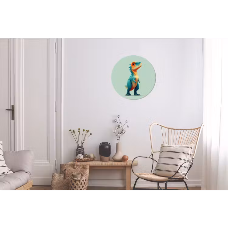 Wandcirkel - Aluminium - Cartoon - Dino - Oranje - Stekels — 2