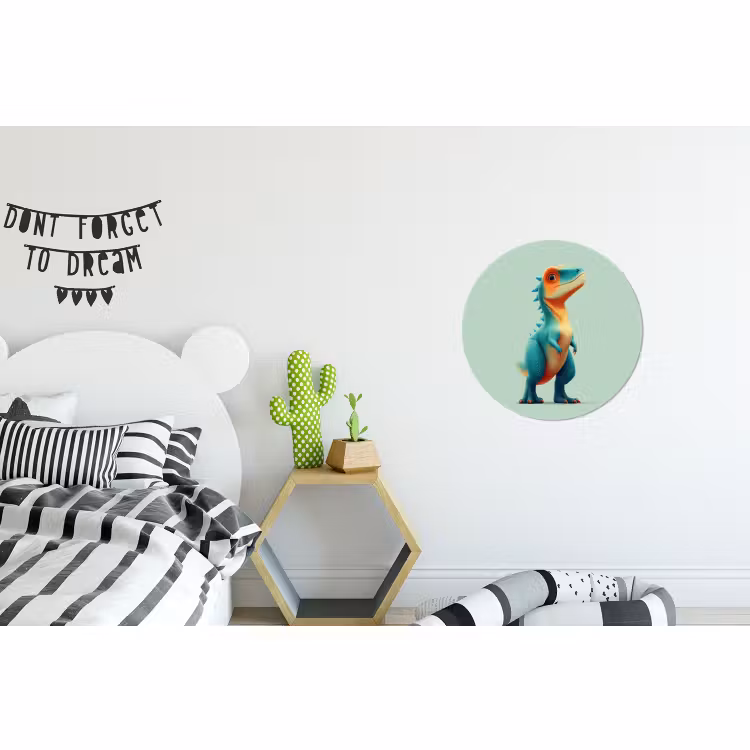 Wandcirkel - Aluminium - Cartoon - Dino - Oranje - Stekels — 5