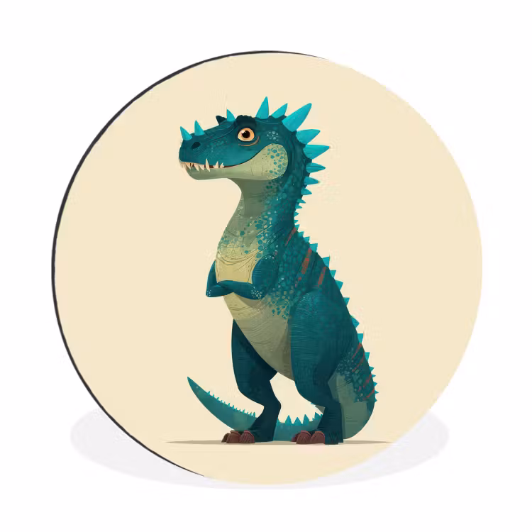 Wandcirkel - Aluminium - Dinosaurus - Turquoise - Stekels — 1