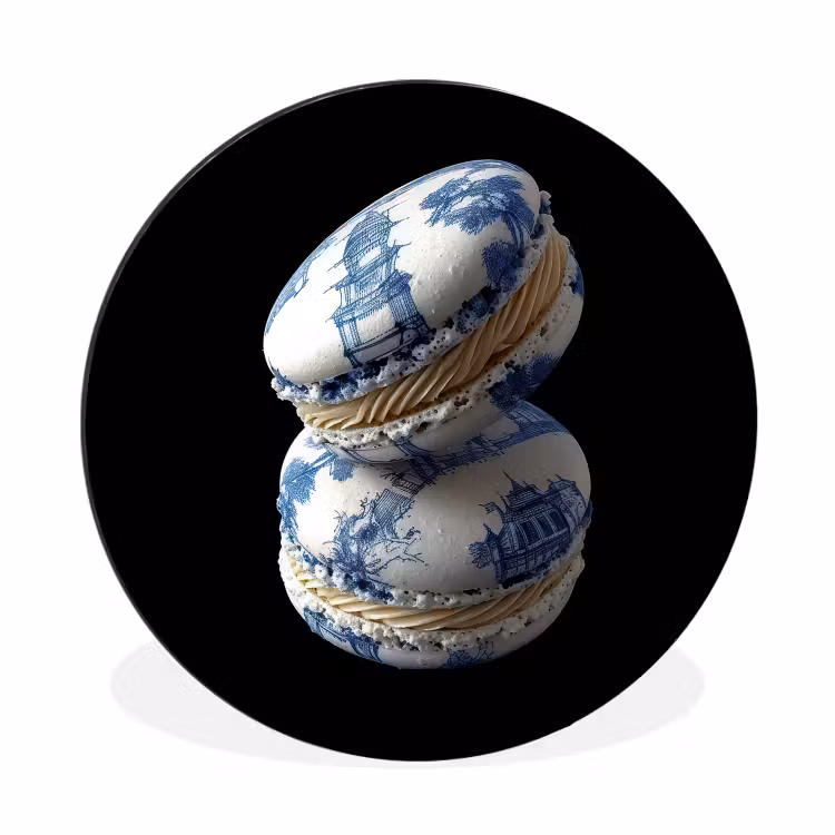 Wandcirkel - Aluminium - Eten - Macarons - Delfts blauw - Koekjes — 1