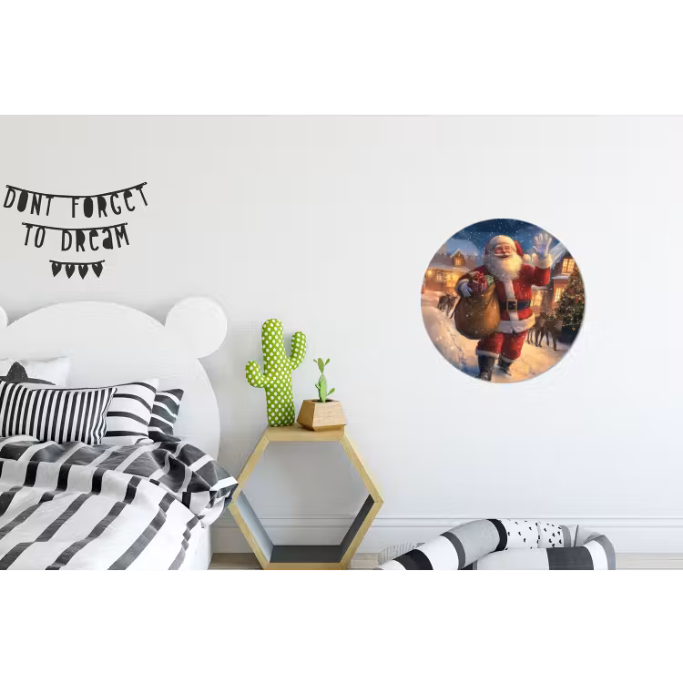 Wandcirkel - Aluminium - Kerstman - Dorp - Hert - Donker — 5