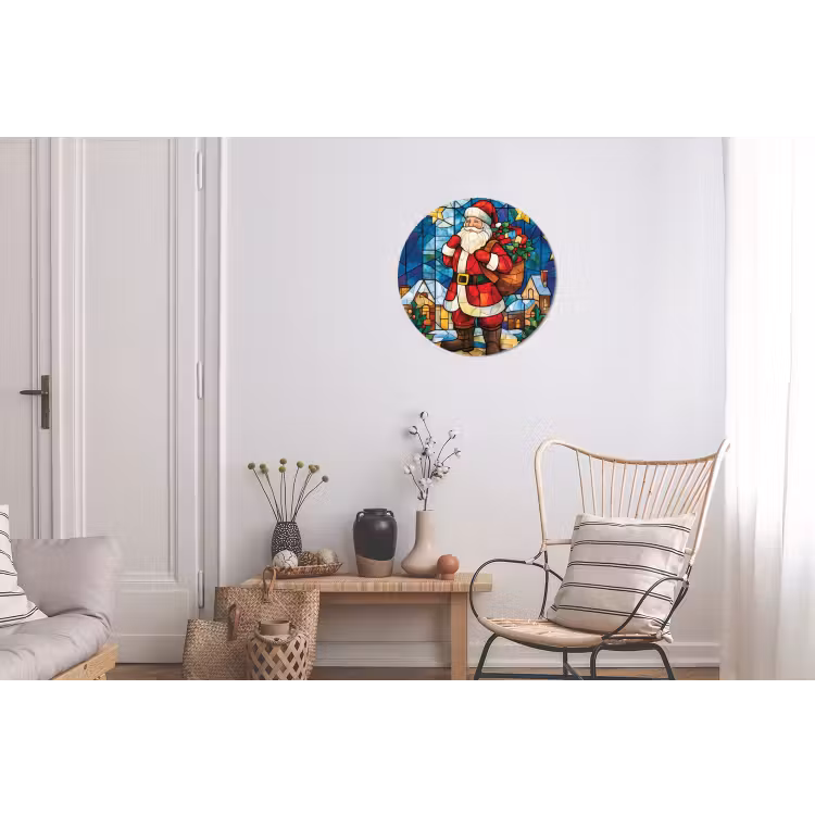 Wandcirkel - Aluminium - Kerstman - Glas - Kleurrijk — 2