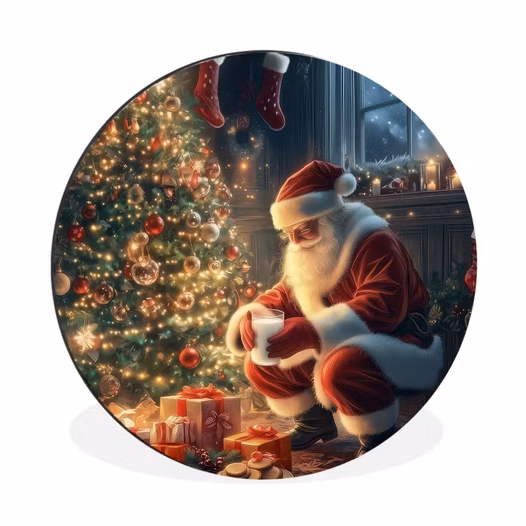 Wandcirkel - Aluminium - Kerstman - Haard - Donker — 1