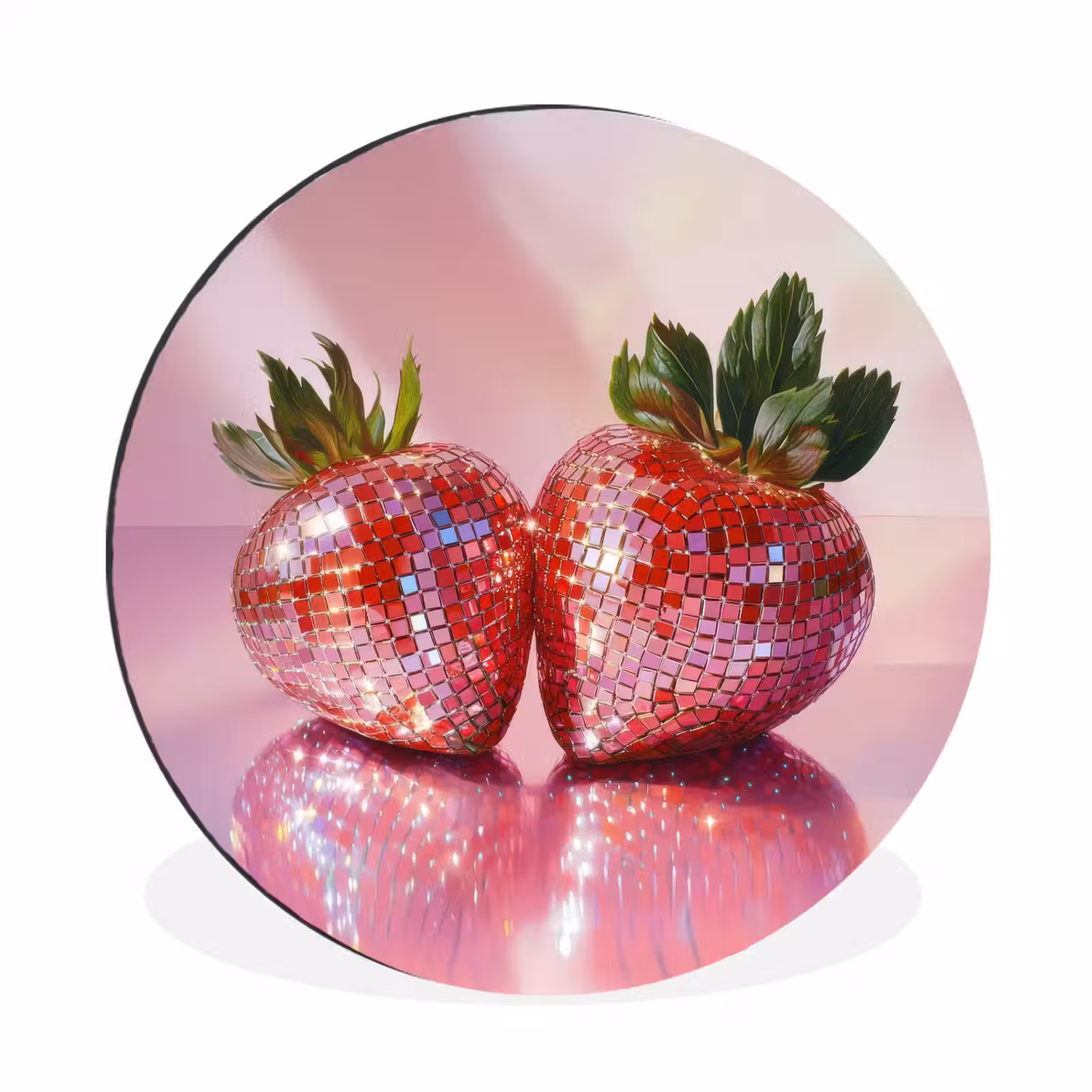 Wandcirkel - Aluminium - Disco - Fruit - Glitter - Strawberry — 1