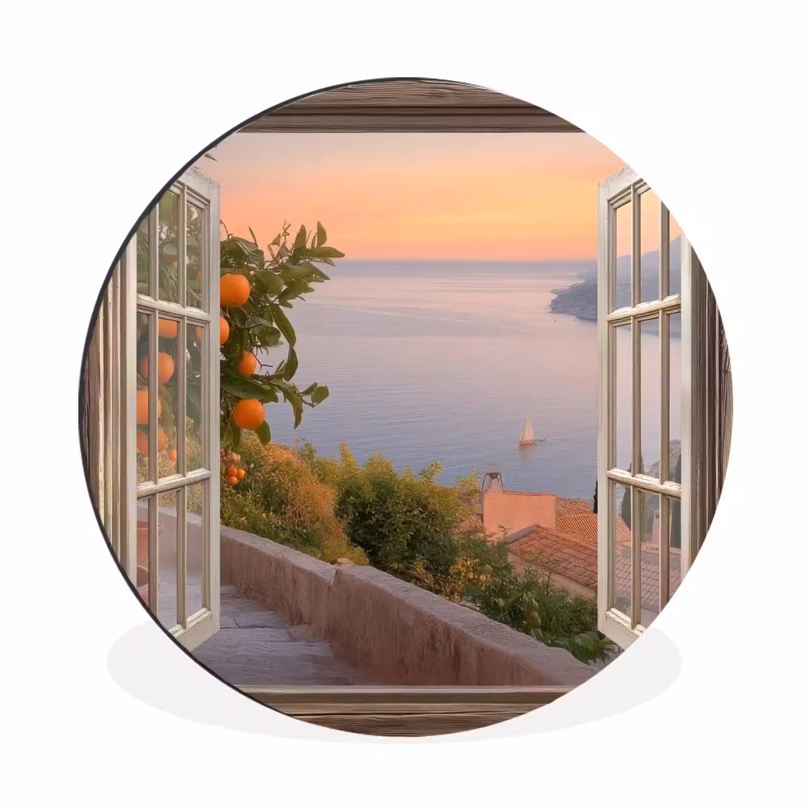 Wandcirkel - Aluminium - Doorkijk - Uitzicht - Meer - Landschap — 1