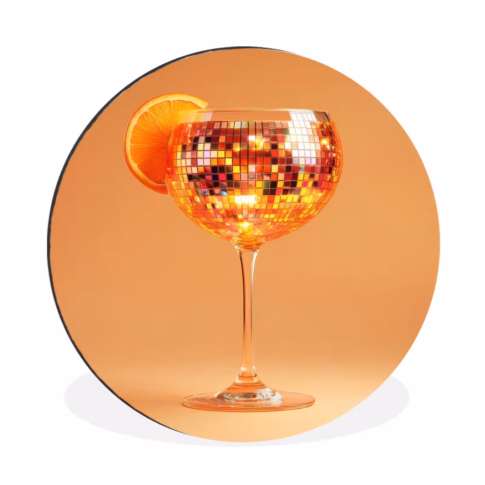 Wandcirkel - Aluminium - Drank - Oranje - Glitter - Disco — 1