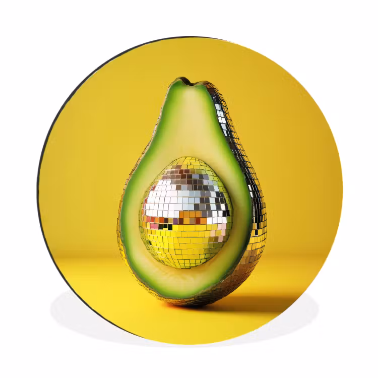 Wandcirkel - Aluminium - Avocado - Discobal - Geel - Glitter — 1