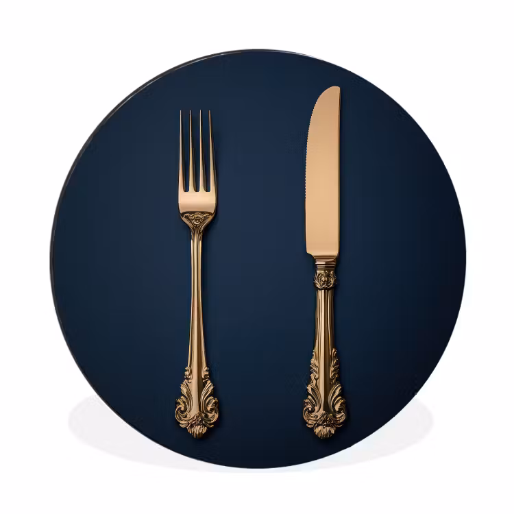 Wandcirkel - Aluminium - Bestek - Donkerblauw - Goud — 1