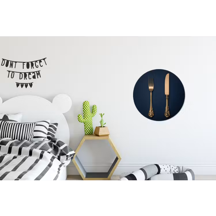 Wandcirkel - Aluminium - Bestek - Donkerblauw - Goud — 5