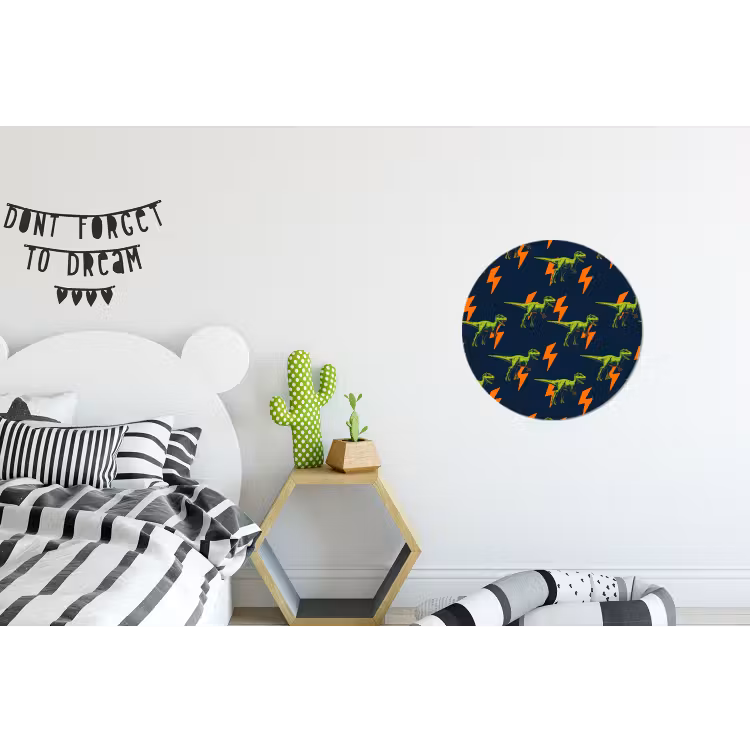 Wandcirkel - Aluminium - Bliksemschichten - Oranje - Dinosaurussen — 5