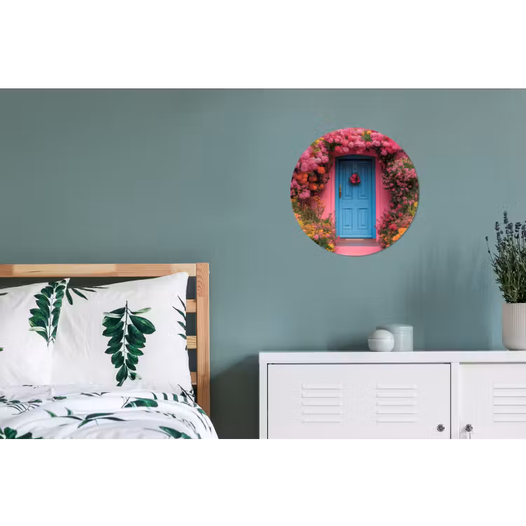 Wandcirkel - Aluminium - Bloemen - Deur - Roze — 4