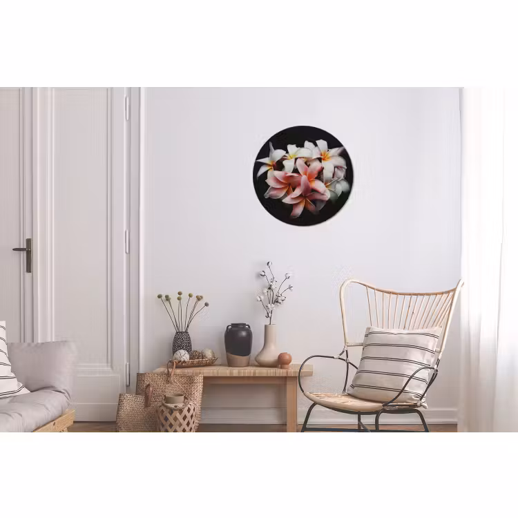 Wandcirkel - Aluminium - Bloemen - Roze - Zwart - Flora - Botanisch — 2