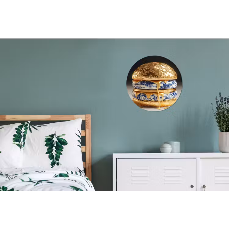 Wandcirkel - Aluminium - Delftsblauw - Goud - Burger — 4