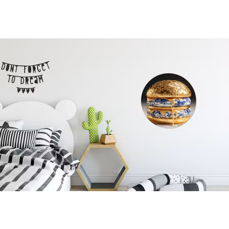Wandcirkel - Aluminium - Delftsblauw - Goud - Burger — 5