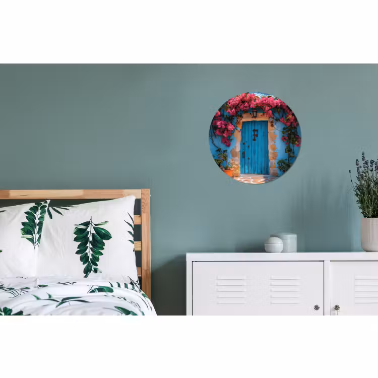 Wandcirkel - Aluminium - Deur - Hout - Bloemen - Blauw — 4