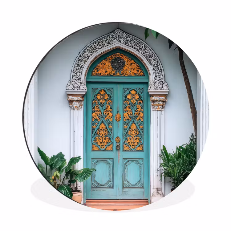 Wandcirkel - Aluminium - Deur - Patronen - Planten — 1