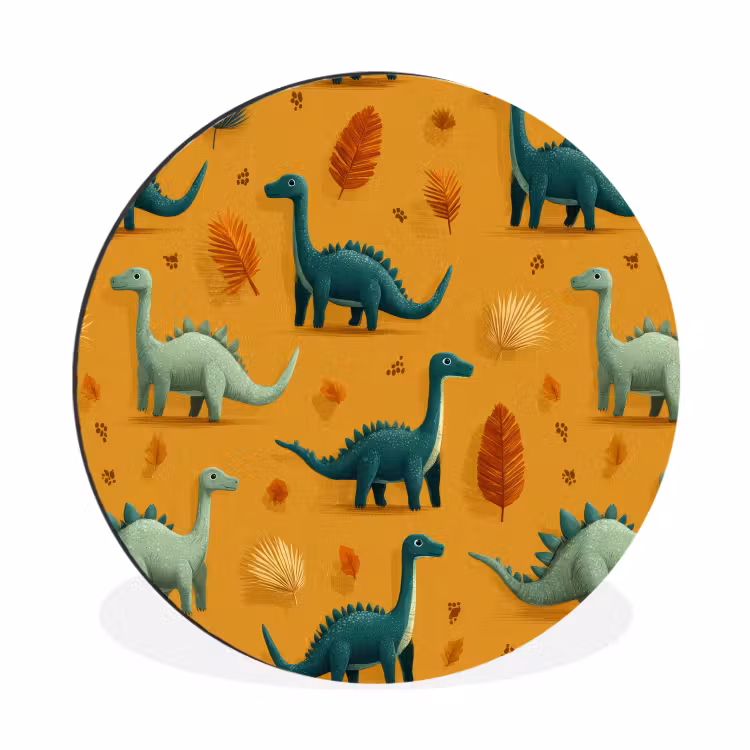 Wandcirkel - Aluminium - Dinosaurussen - Stekels - Herfstbladeren - Bruin — 1