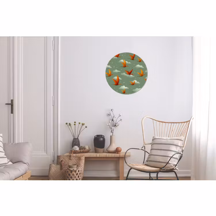 Wandcirkel - Aluminium - Dinosaurussen - Wolken - Sterren - Oranje — 2